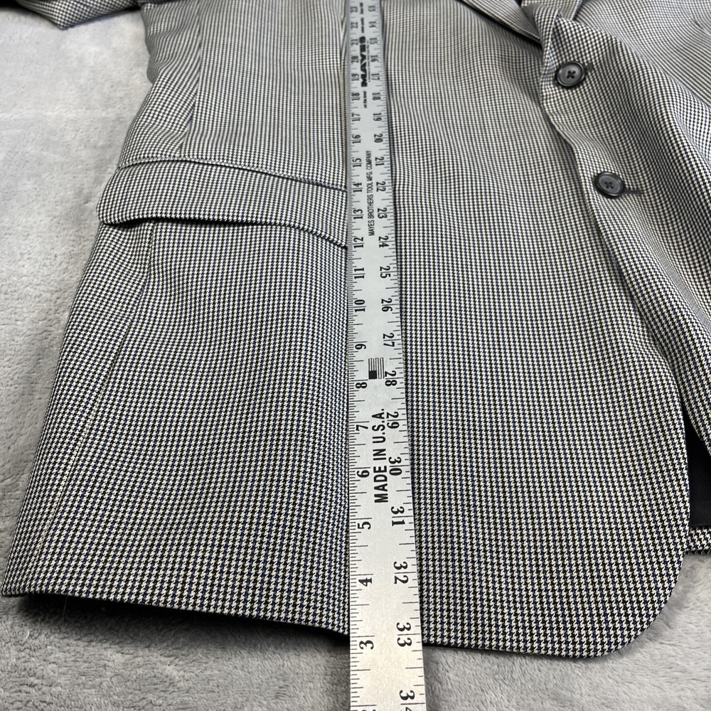 Stafford Houndstooth Check Blazer Mens 48R 2-Button Sport Coat Green Blue Jacket - Picture 10 of 10